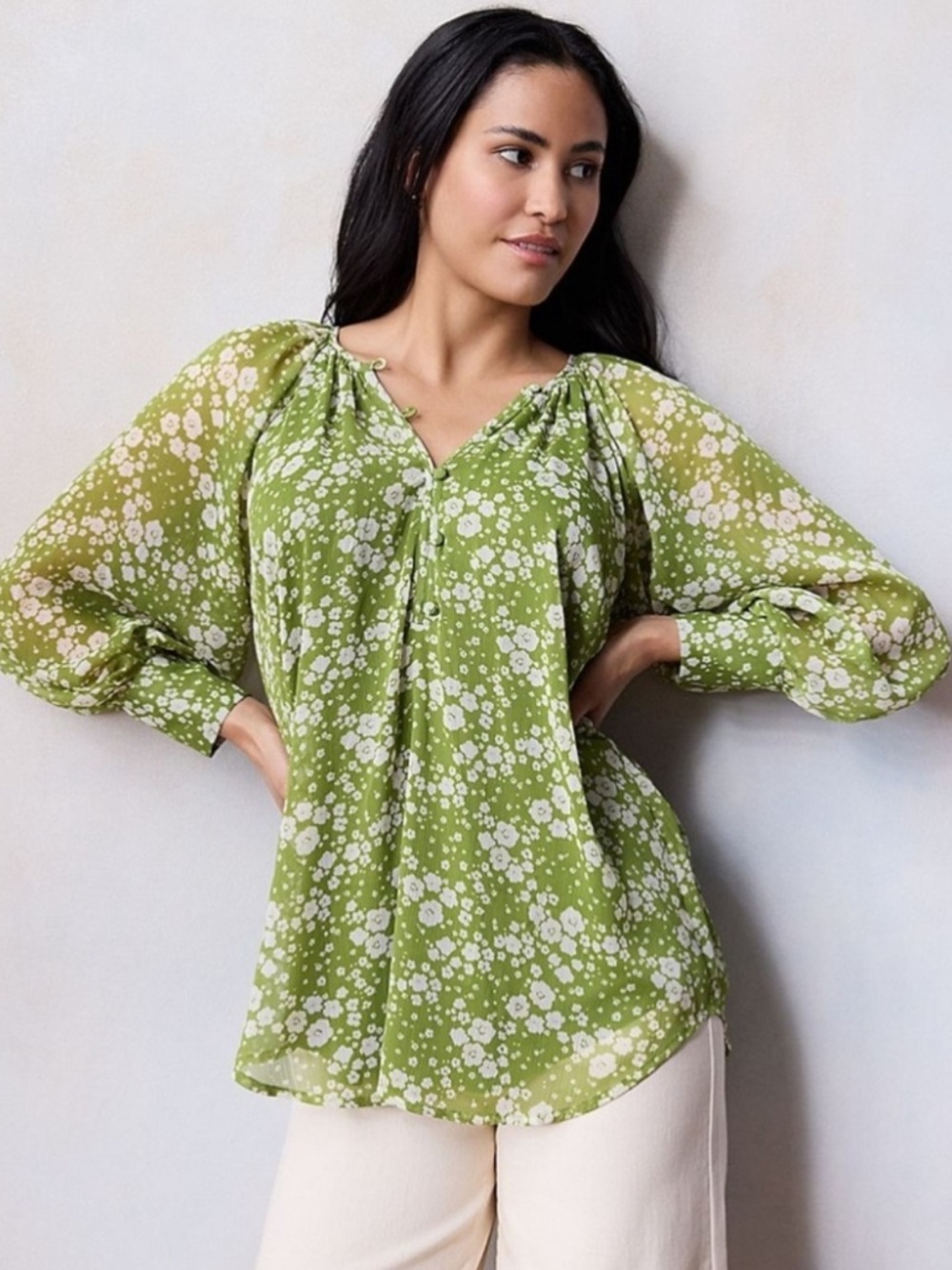 LC Lauren Conrad Green Daisy Top | Size XL- NWT